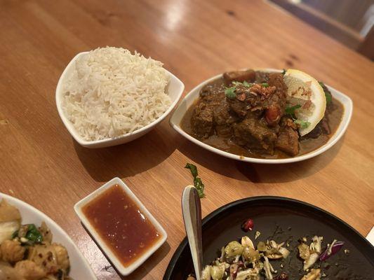 Beef stew and rice