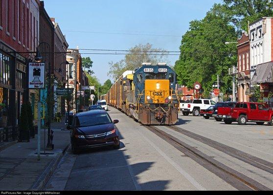 Only one of three places in the U.S. where the train comes down the middle of Main Street in the Business District.