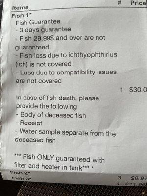 Fish guarantee