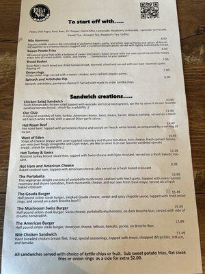 Menu front