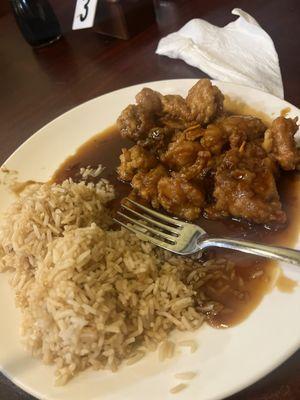 Orange chicken and fried rice