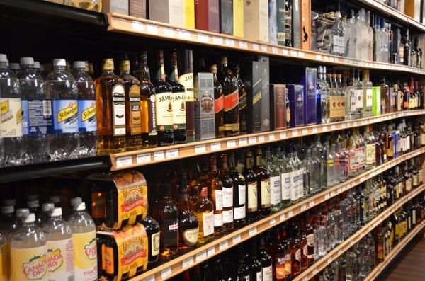 A complete spirits selection, located in our wine and spirits department.