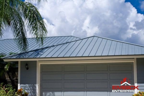 Blue metal roof Delray Beach Embick Enterprises Roofing Contractor