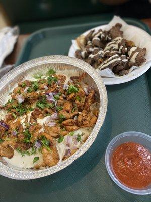 Chicken Shawarma Fatteh and Beef Shawarma Meat