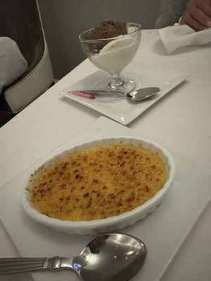 Crème brûlée and gelato