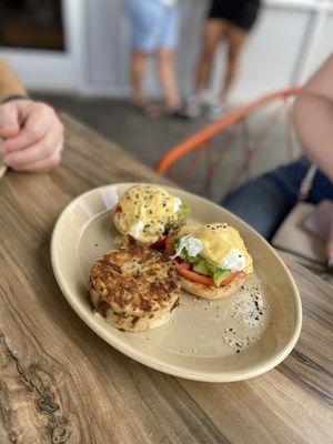 Parmesan Panko crab cake Benedict