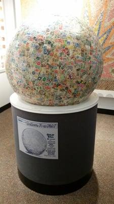 Largest ball of stamps.