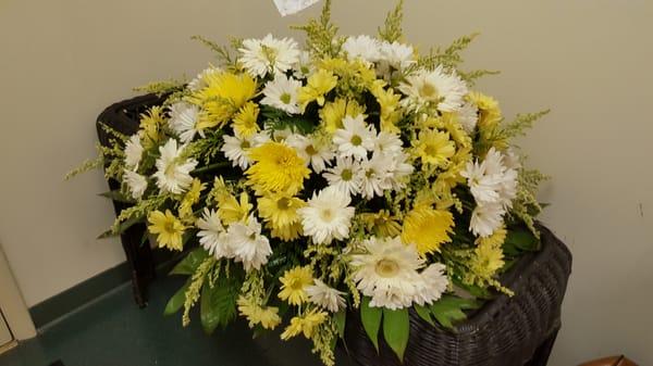 Yellow and White Daisies in a Casket Blanket