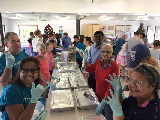 Preparing Thanksgiving meals for the needy