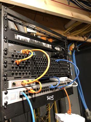 Network Head End distribution point featuring duel network backup and wireless failover.