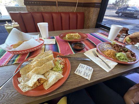 Quesadillas de Pollo Asado, Green Chile Corn Tamal (a la carte), Pastor Combo Plate