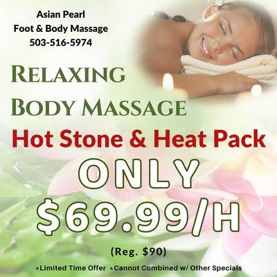 Relaxing Body Massage ONLY $69.99/h