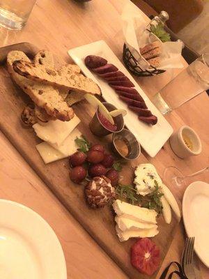 cheese plate with venison sausage