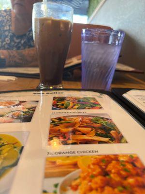 Menu and ice Thai coffee