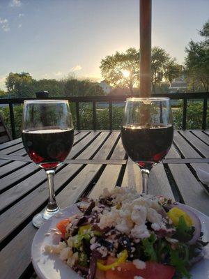 Greek salad and wine