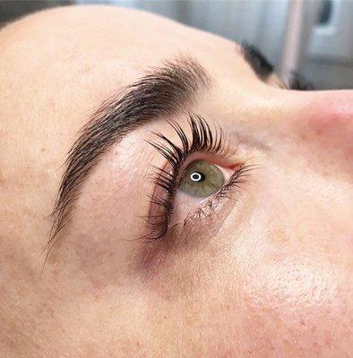 Lash lift, lash tint, brow wax, and brow tint