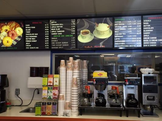 Menu and coffee station