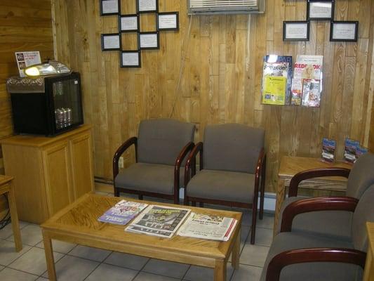 Our Waiting Lounge with Complimentary Soda and Bottled Water