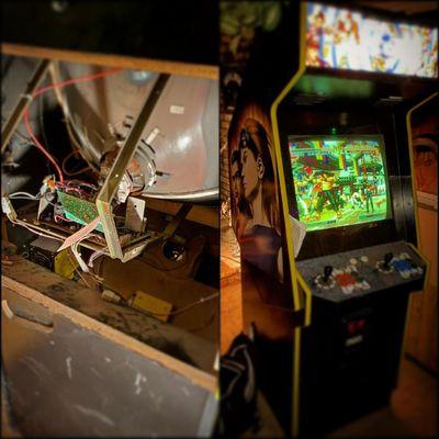 We do old electronics too! Did some soldering work on an old arcade game.