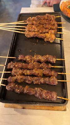 Lamb and beef skewers