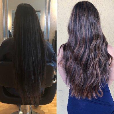 Summer ready hair by Kiersten--long layered cut and caramel balayage