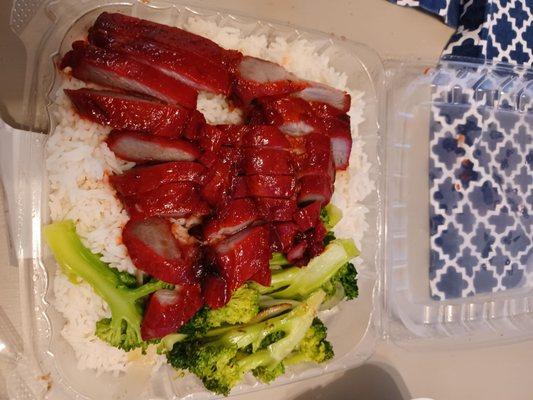 Chinese BBQ pork & rice ate, $6.49.