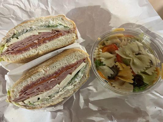 Sicilian combo and bow tie pasta salad