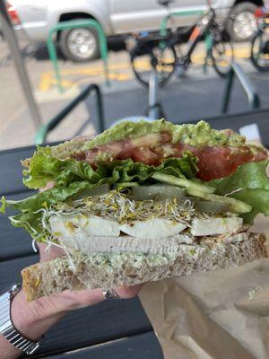 House made Turkey with mozzarella and allll the veggies & multigrain bread - sandwich from the deli.