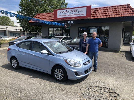 Our gratitude to the Needham's for supporting our bussiness. 2013 Hyundai Accent