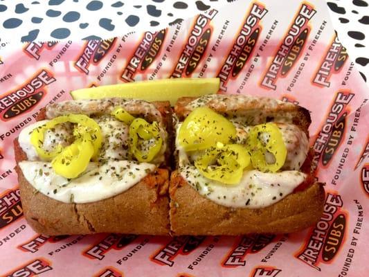 Medium meatball sub with banana peppers