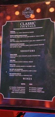 Shots Menu