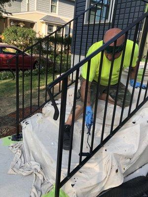 Painting the new railing