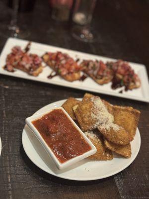 Fried Ravioli and Bruschetta at Tavernona yum