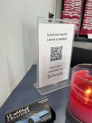 QR code for reviews