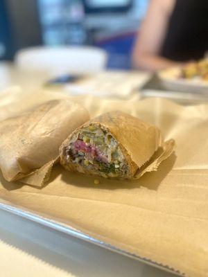 Create your own wrap with both chicken shawarma and lamb shawarma. Very good.