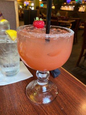 Large house margarita with strawberry