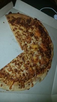 Believe it or not this was supposed to be a hand tossed cheese pizza...