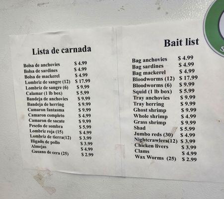 Bait menu 12-6-24