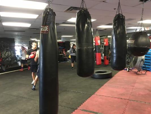 Kickboxing class starts here.  I hit the bag the whole class, but some prefer not to.  Leave sweating like Mayweather.