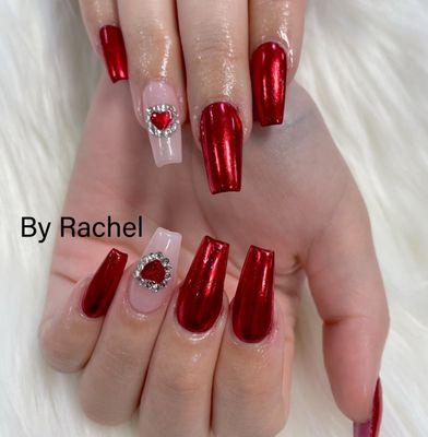 Chrome Acrylic Nails with design