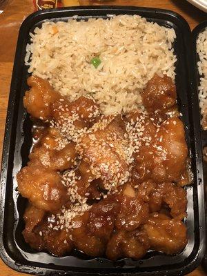 Combination plaster: Sesame chicken w/ fried rice