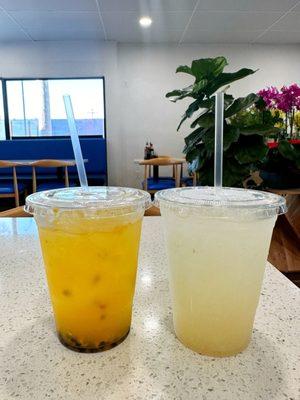 Passion Fruit juice and Lychee Lemonade