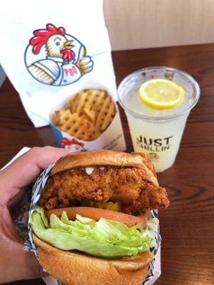 Chicken Sandwich, Waffle Fries, Lemonade