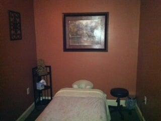 A relaxing massage therapy room