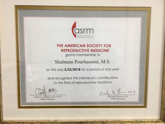 Member-American Society of Reproductive Medicine