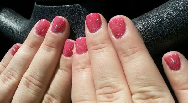 Pink opi gel with sparkly Oz. Great!