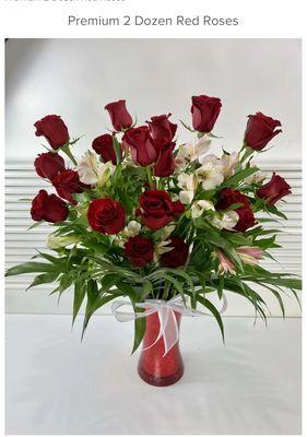 TWO DOZEN BEAUTIFUL LONG STEM RED ROSES