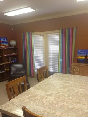 Our craft room is bright and cheerful.