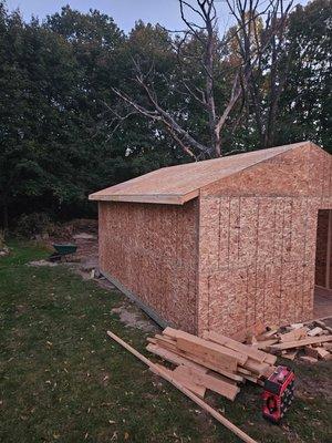 Roof sheeting and gable ends tied in