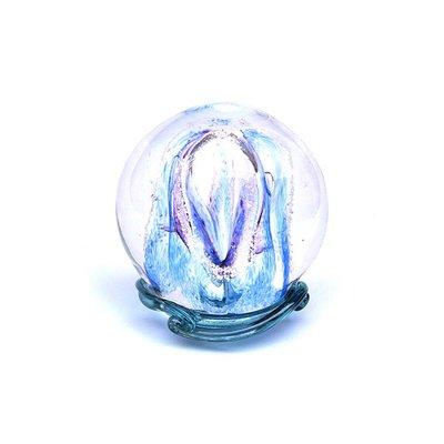 A small portion of your loved one's ashes can be beautifully suspended in a hand hand made glass orb.